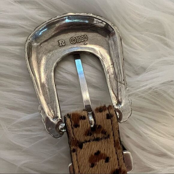 Lady Nadim belt leather silver buckle and medallions sz Large animal hair - Picture 6 of 7